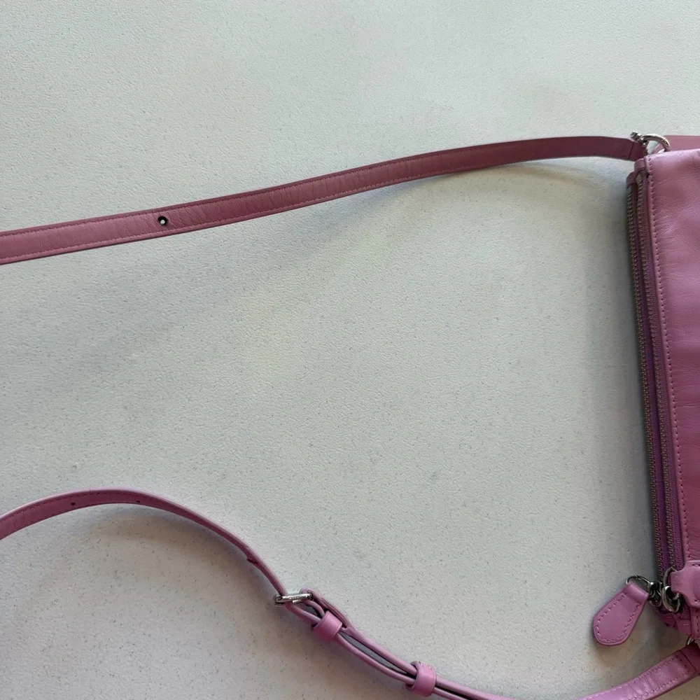 Coach Crosby 36552 Pink Crossbody Calf Leather Double Zipper TurnLock Purse - Picture 6 of 16